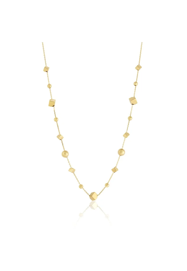 Colier din Aur Galben de 14 k cu Lant Diamantat, Bile si Cuburi,  2.27g