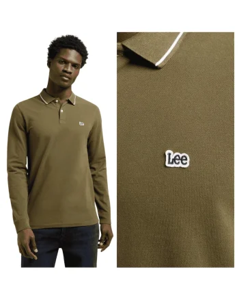 Tricou Polo Barbati,  LS Pique Polo, Regular Fit, Cu Guler, Cu Logo, Design Clasic, Maneci Lungi, Bumbac, Verde, Verde