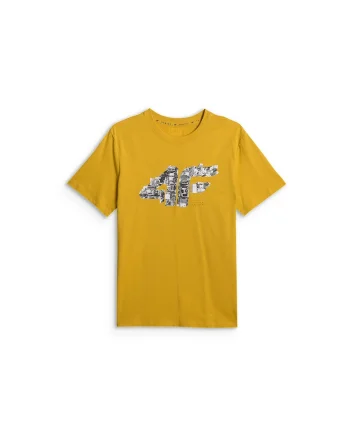 Tricou barbati  galben regular, usor, decolteu rotund, pentru sportstyle