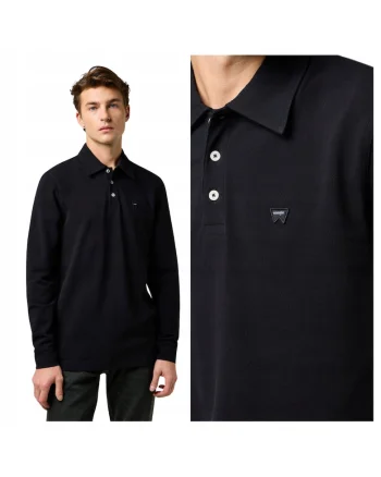 Tricou Polo Barbati,  LS Polo Shirt, Regular Fit, Cu Guler, Cu Logo, Design Clasic, Maneci Lungi, Bumbac, S INTL, Negru