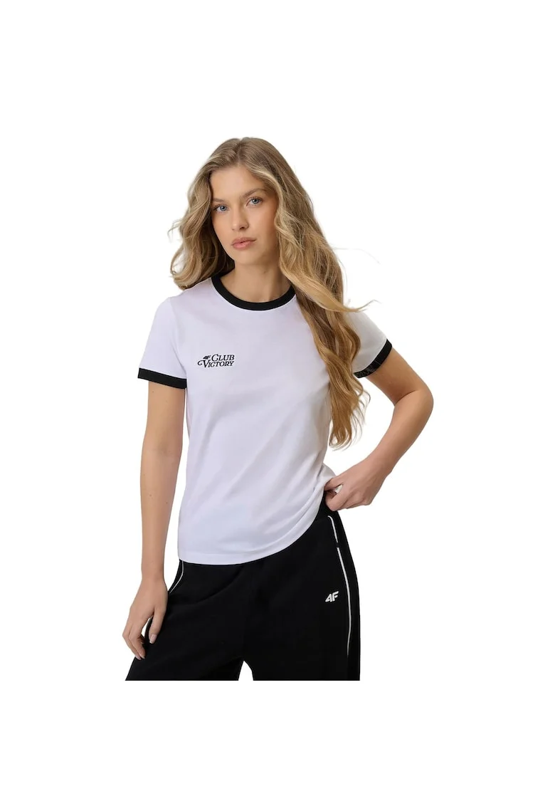 Tricou sport dama,  din bumbac, alb/negru
