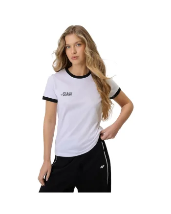 Tricou sport dama,  din bumbac, alb/negru