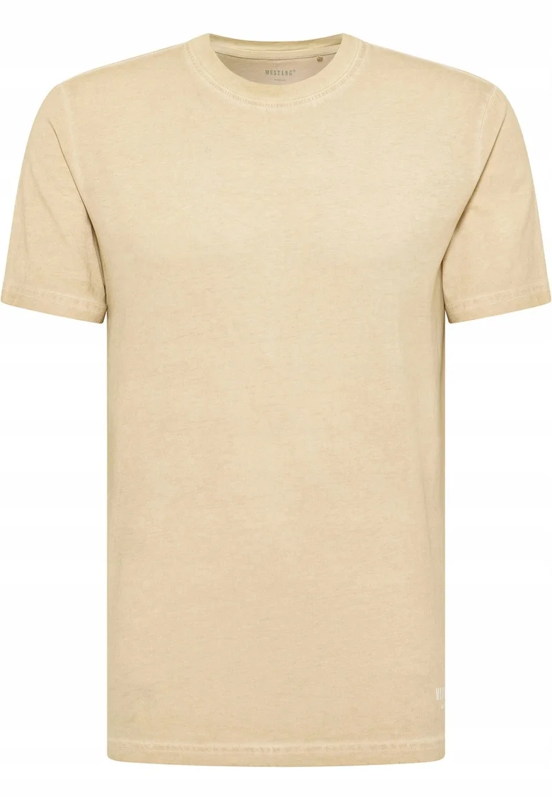Tricou Barbati,  Style Austin, Regular Fit, Decolteu Rotund, Cu Logo, Design Clasic, Maneci Scurti, Bumbac, Bej, Bej