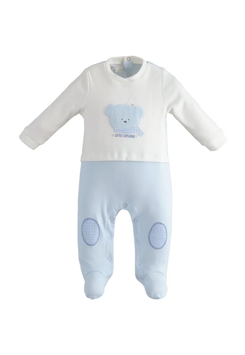 Salopeta lunga cu imprimeu pentru bebe baiat,  4.5172, Albastru ciel, Albastru ciel