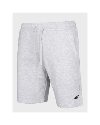 Pantaloni scurti barbatesti  bumbac gri deschis melanj, 2 buzunare laterale, talie ajustabila