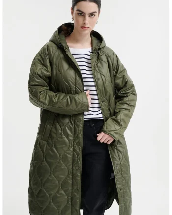 Geaca cu gluga si maneci raglan, Verde masliniu