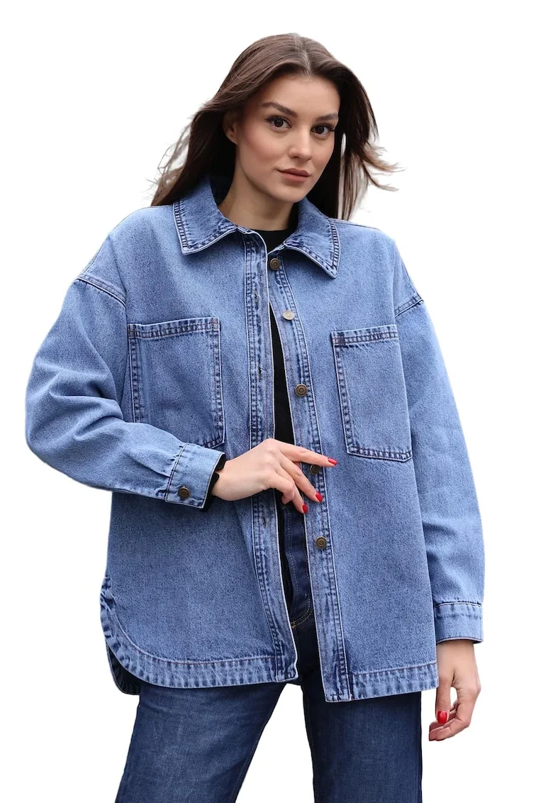Jacheta dama,  supradimensionata, albastru, denim
