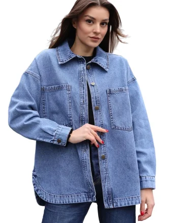 Jacheta dama,  supradimensionata, albastru, denim