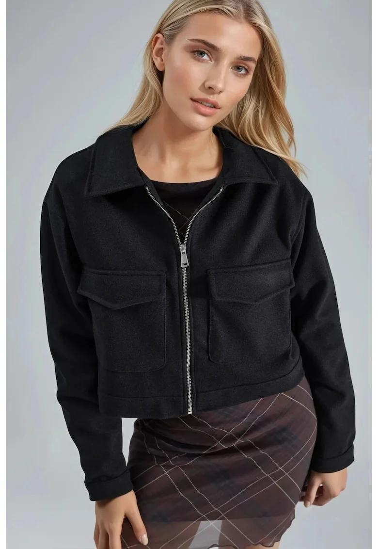 Jacheta scurta dama  poliester/lycra, negru