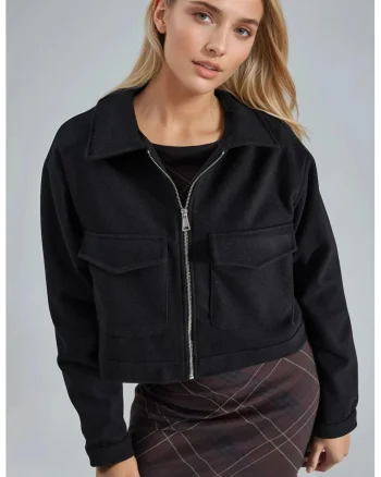 Jacheta scurta dama  poliester/lycra, negru