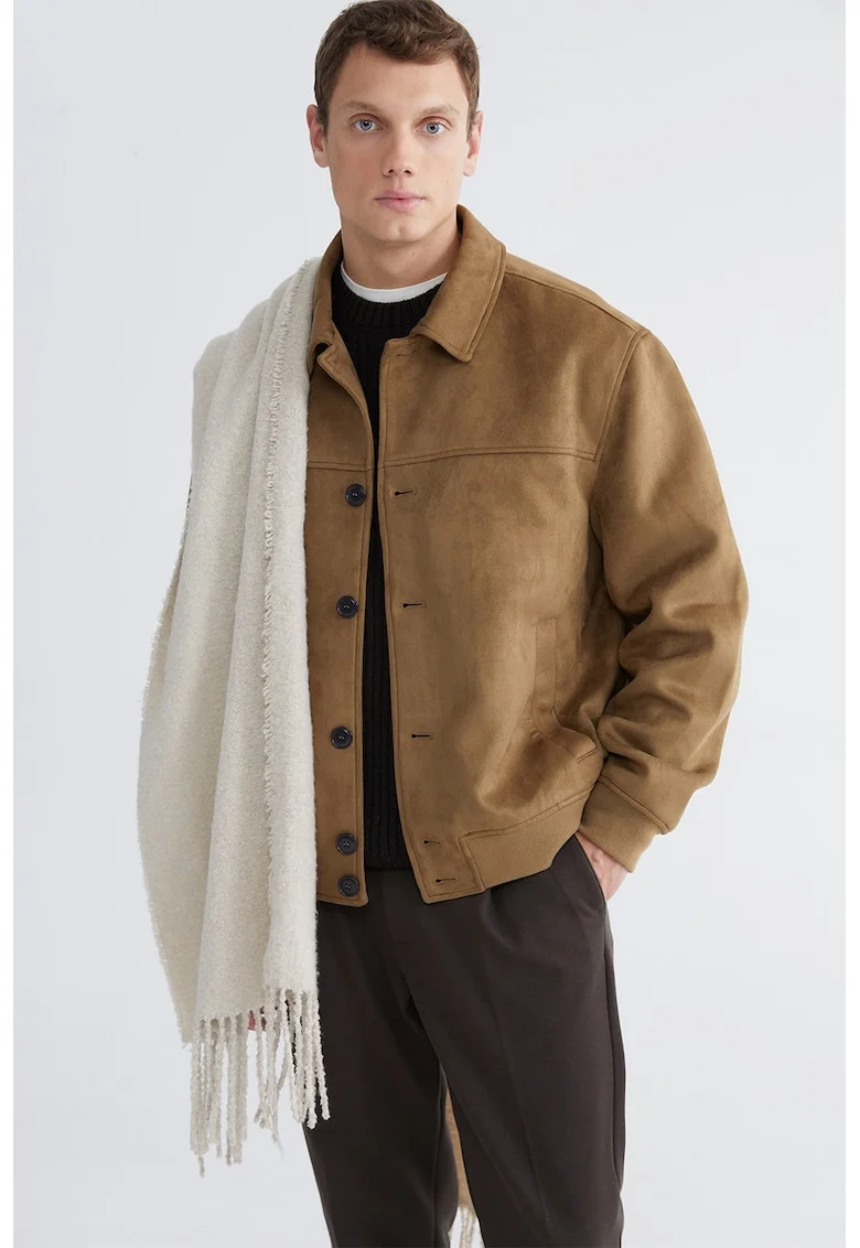 Jacheta regular fit cu nasturi, Verde masliniu