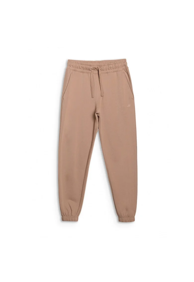 Pantaloni sport dama  bej, bumbac, croiala obisnuita