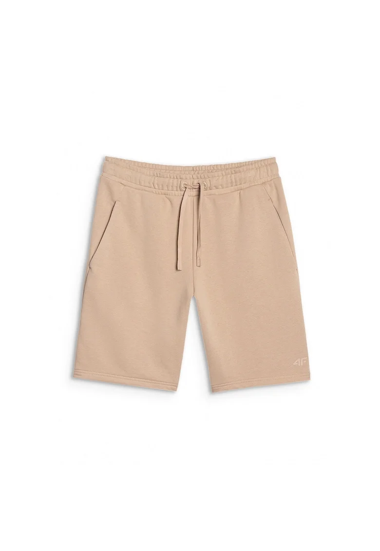 Pantaloni scurti barbati  bej, bumbac/poliester, croiala normala, fara captuseala