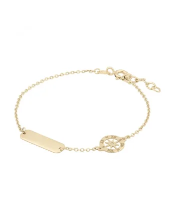 Bratara Pentru Copii cu Roza Vanturilor si Placuta din Aur 18 Kt,  1.51 g