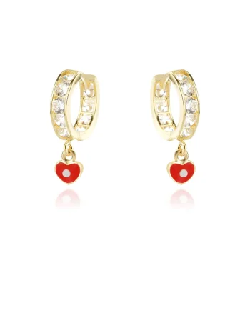 Cercei Copii Benjamine Aur Galben,  14K, Pietre Zirconia
