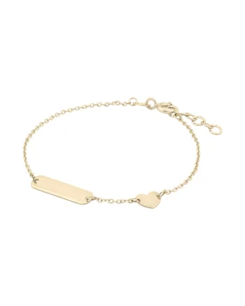 Bratara Pentru Copii cu Inimioara si Placuta din Aur 18 Kt,  1.41 g
