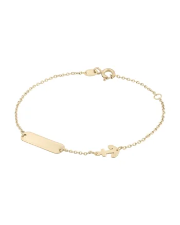 Bratara Pentru Copii cu Ancora si Placuta din Aur 18 Kt,  1.33 g