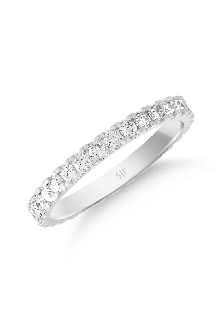 Inel Eternity Aur Alb, 18K, Diamante Naturale de 0.67 carate,