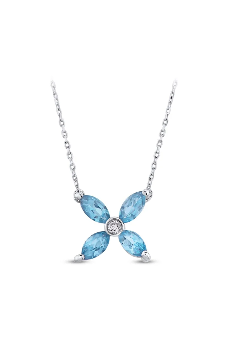 Colier Torino Aur Roz,  18K, Diamante de 0.03 Carate si Topaz Bleu de 0.78 Carate, 2.18 g