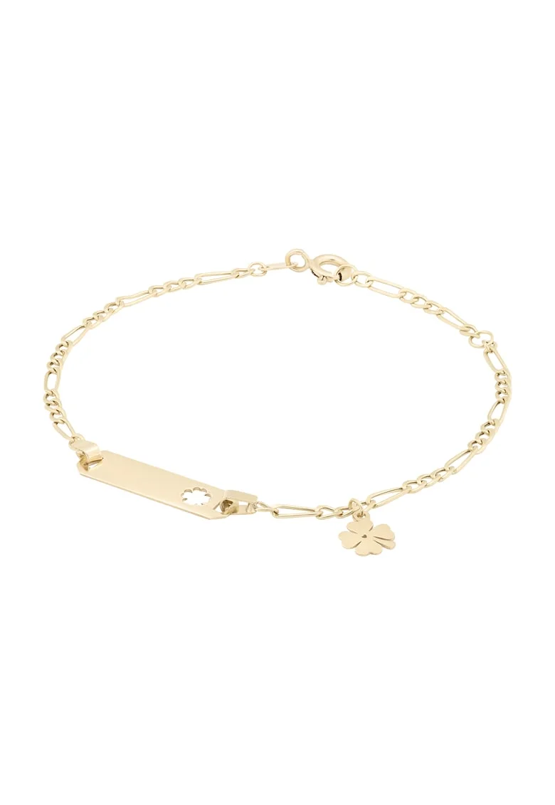 Bratara Pentru Copii cu Trifoi si Placuta din Aur 18 Kt,  1.56 g