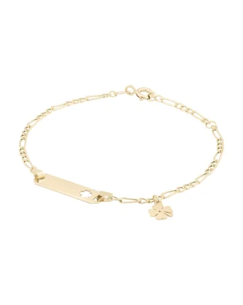 Bratara Pentru Copii cu Trifoi si Placuta din Aur 18 Kt,  1.56 g
