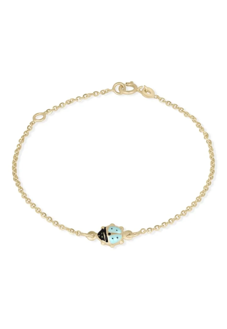 Bratara pentru Copii din Aur Galben de 14K cu Buburuza Turquoise Tiffany,