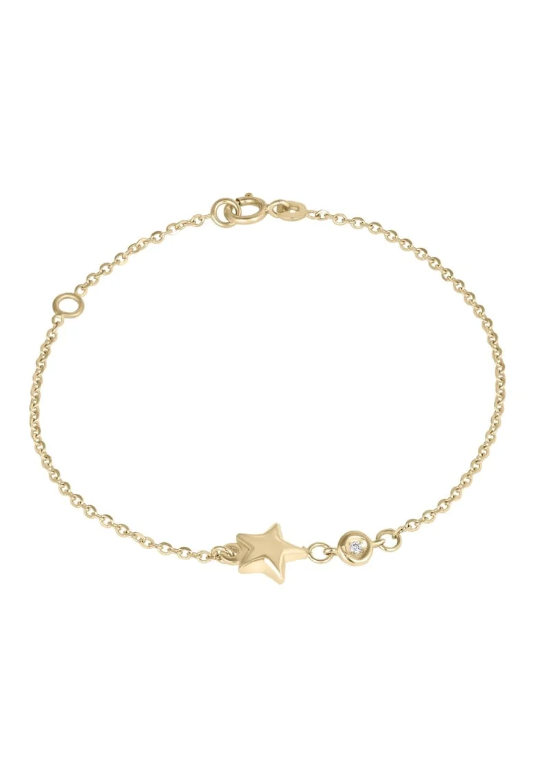 Bratara pentru Copii din Aur de 18K cu Diamant Natural si Stea,  0.93 g