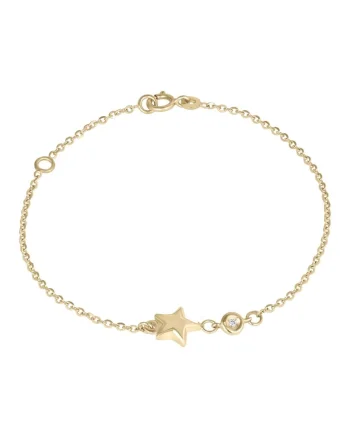 Bratara pentru Copii din Aur de 18K cu Diamant Natural si Stea,  0.93 g