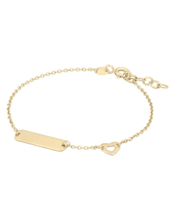 Bratara Pentru Copii cu Inimioara si Placuta din Aur 18 Kt,  1.35 g