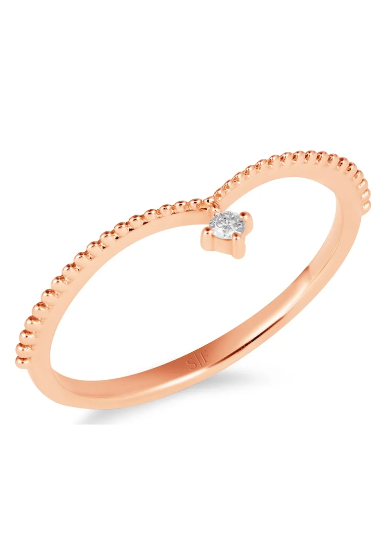 Inel Espoo Aur Roz,  18K, Diamant de 0.04 Carate