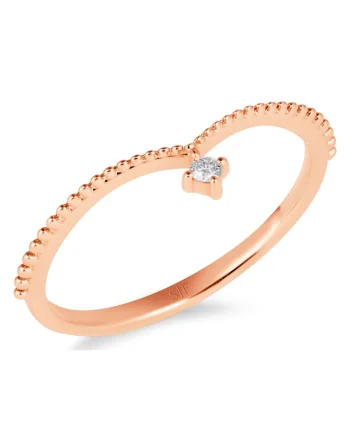 Inel Espoo Aur Roz,  18K, Diamant de 0.04 Carate
