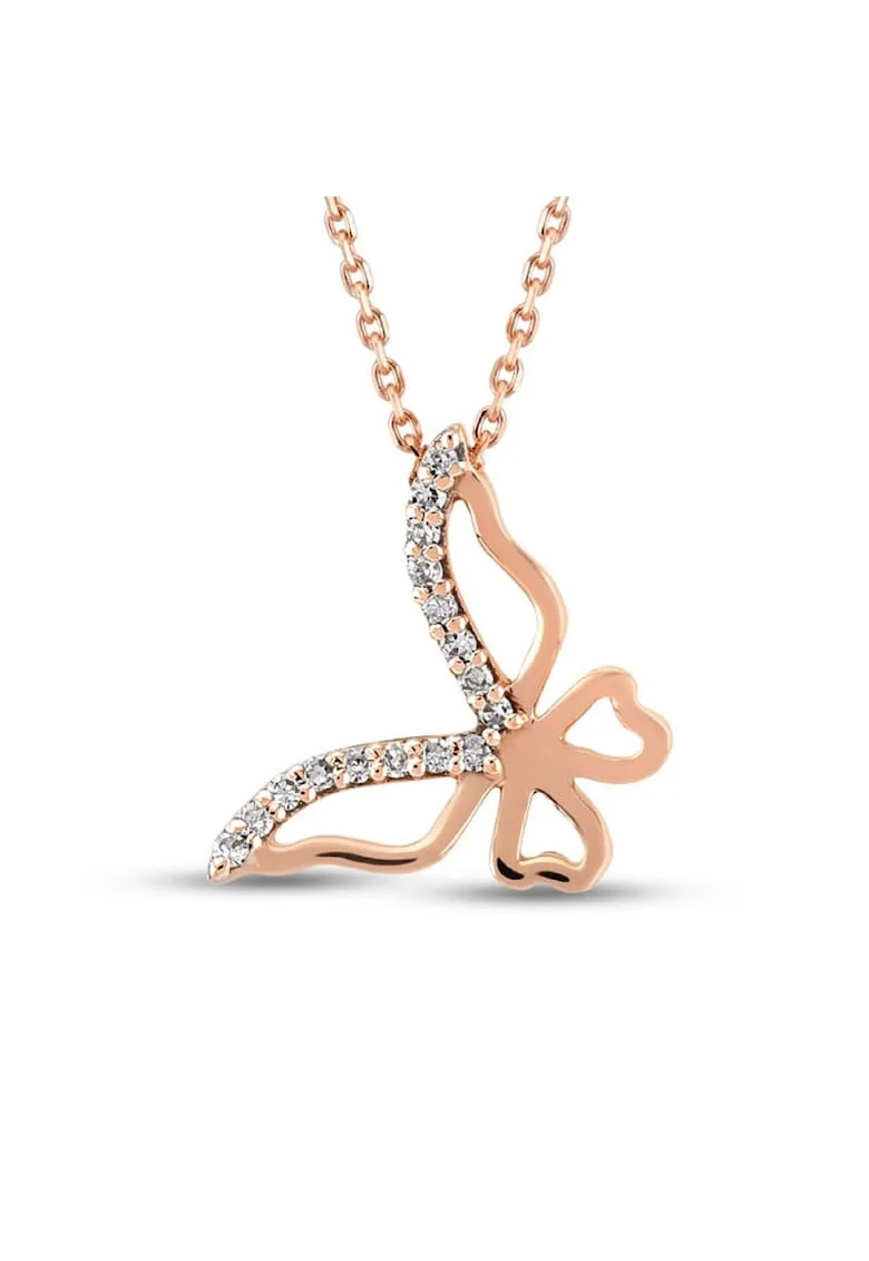 Colier Bordeaux Aur Roz,  18K, Diamante de 0.04 Carate