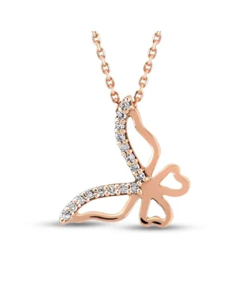 Colier Bordeaux Aur Roz,  18K, Diamante de 0.04 Carate