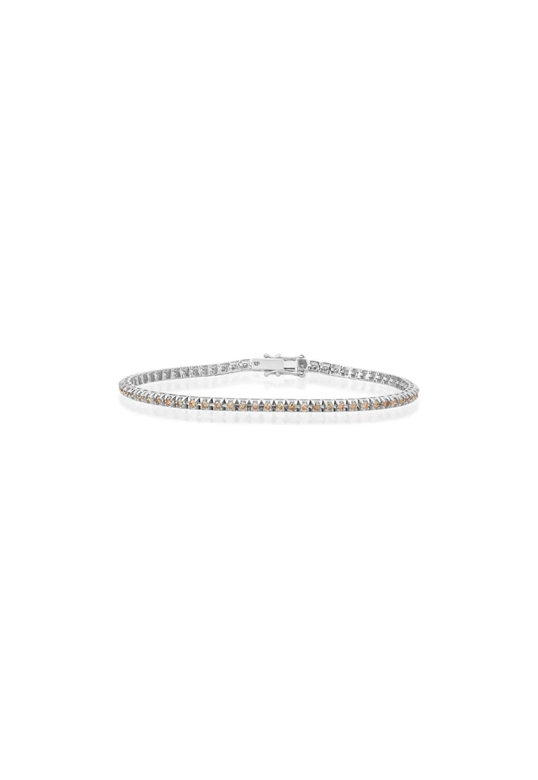 Bratara Tennis Aur Alb,  18k, Diamante Naturale Champagne de 2.37 carate