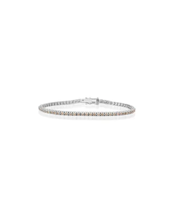 Bratara Tennis Aur Alb,  18k, Diamante Naturale Champagne de 2.37 carate
