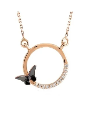 Colier Volgograd Aur Roz,  14K, Diamant de 0.03 Carate, 1.51 g