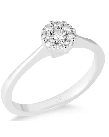 Inel Sevilia Aur Alb,  14K, Diamante de 0.22 Carate
