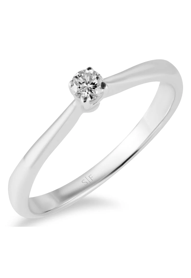Inel Oulu Aur Alb,  18K, Diamant de 0.10 Carate