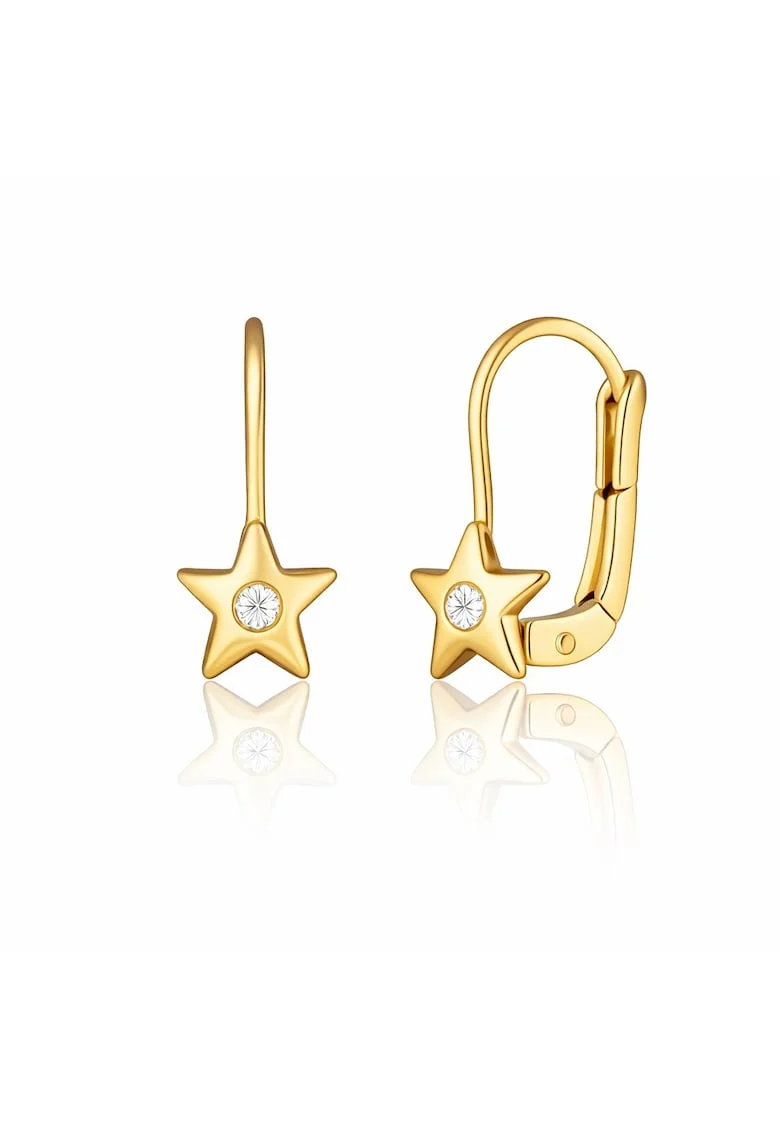 Cercei cu Tortite pentru Copii din Aur Galben de 18K cu Diamante de 0.05ct, Stea,