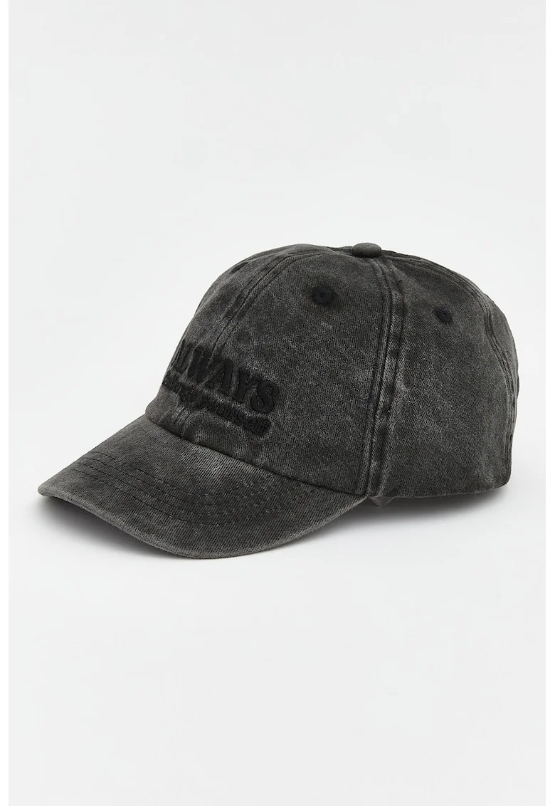 Sapca de denim cu aspect decolorat, Gri antracit