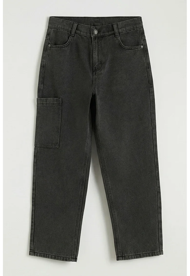 Blugi cargo relaxed fit, Gri antracit