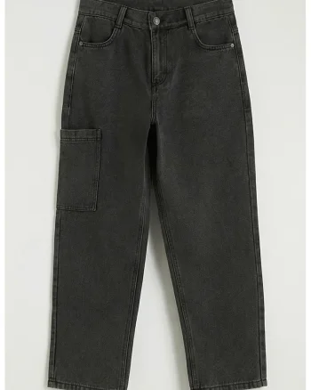 Blugi cargo relaxed fit, Gri antracit