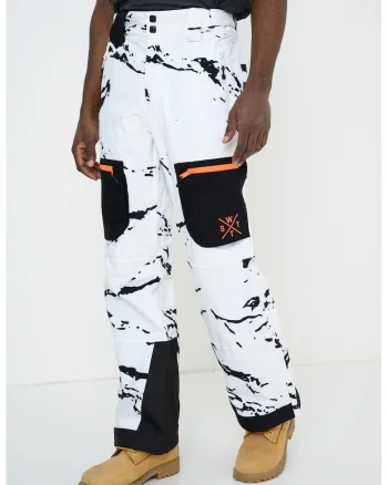 Pantaloni cu talie inalta pentru snowboarding, Alb/Negru