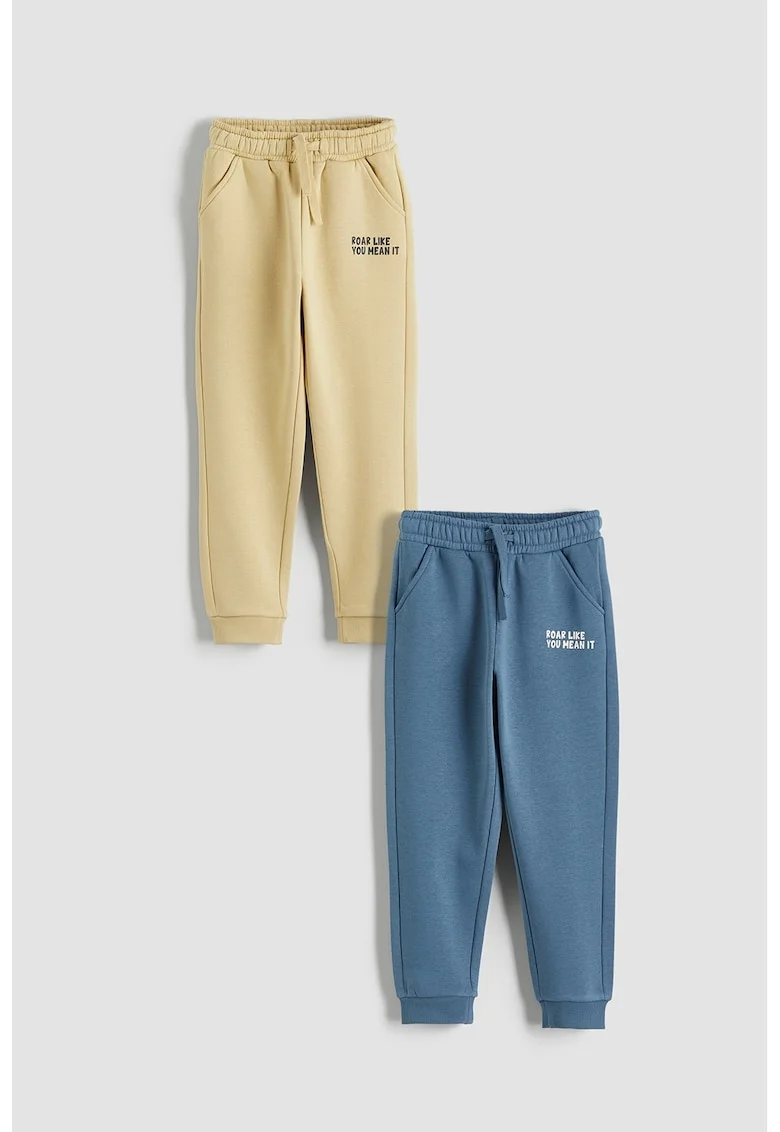 Set de pantaloni de trening - 2 perechi, Albastru prafuit/Galben pai