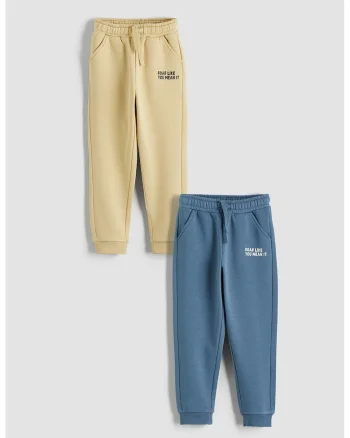Set de pantaloni de trening - 2 perechi, Albastru prafuit/Galben pai