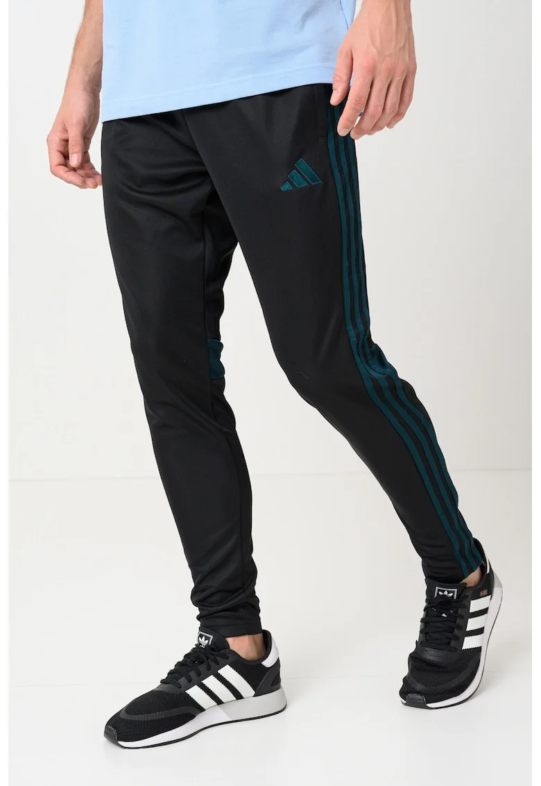 Pantaloni pentru fotbal cu slituri laterale, Negru/Verde englez