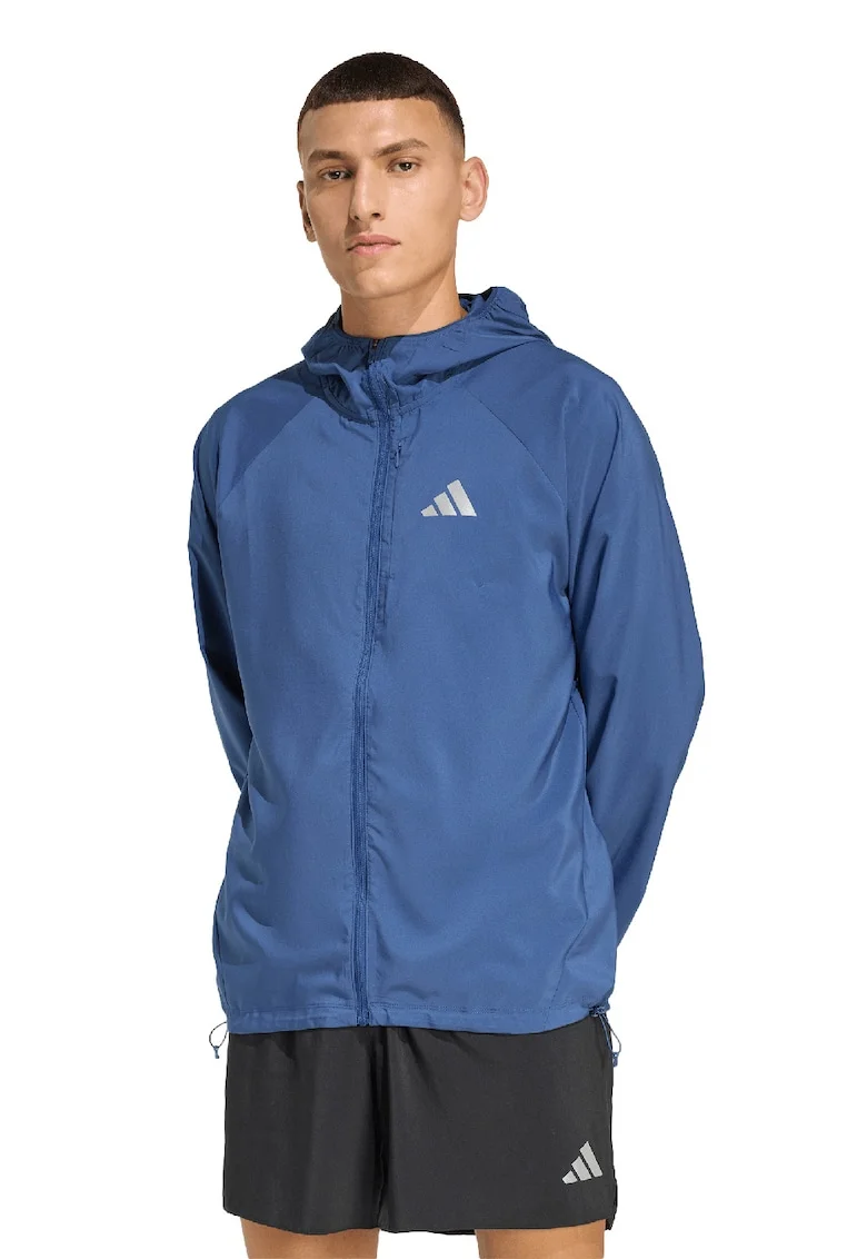 Jacheta cu logo reflectorizant, pentru alergare Adi365 Essentials, Albastru inchis