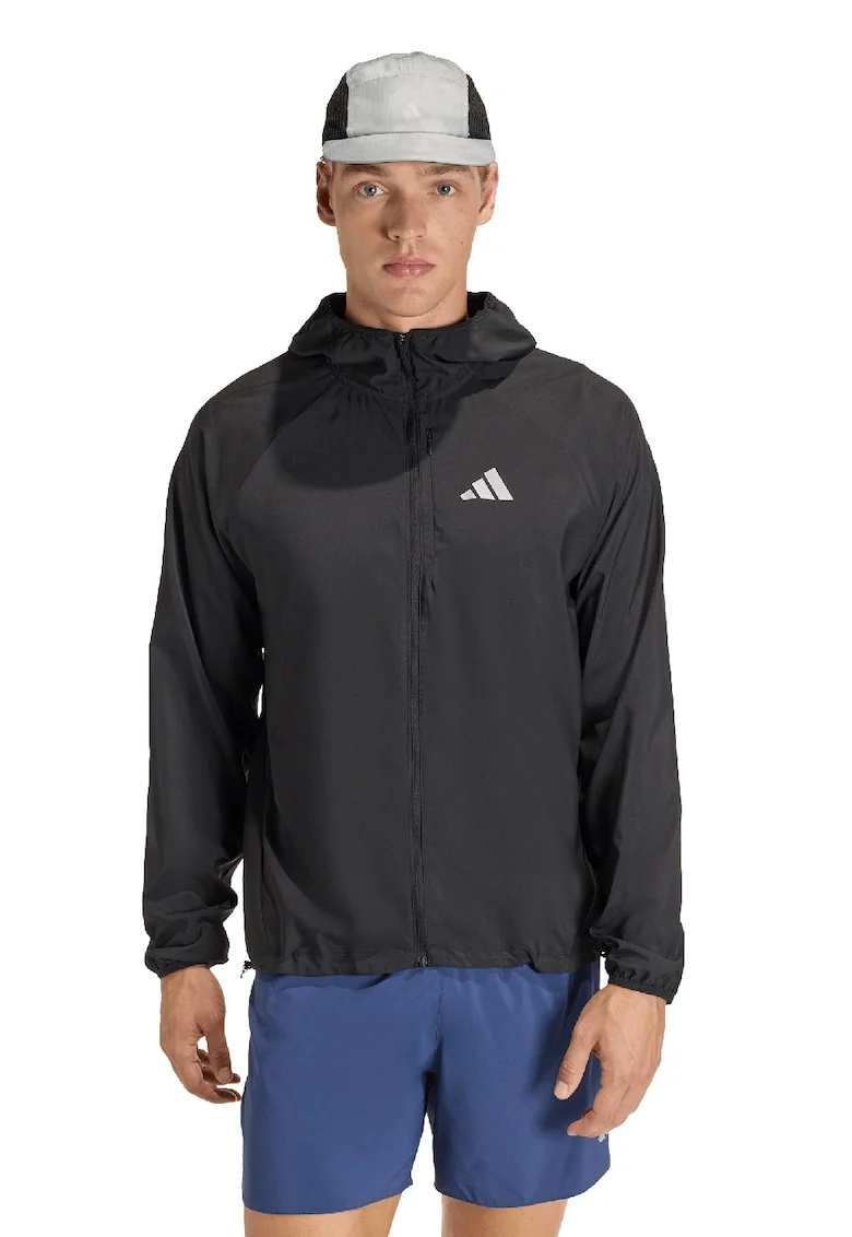 Jacheta cu logo reflectorizant, pentru alergare Adi365 Essentials, Negru