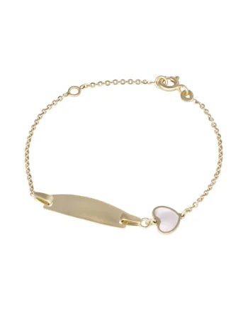 Bratara Pentru Copii cu Placuta si Inima Sidef din Aur 14 Kt,  1.29 g