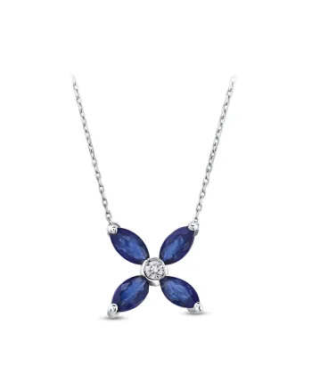 Colier Torino Aur Roz,  18K, Diamante de 0.03 Carate si Safir de 0.66 Carate, 2.14 g